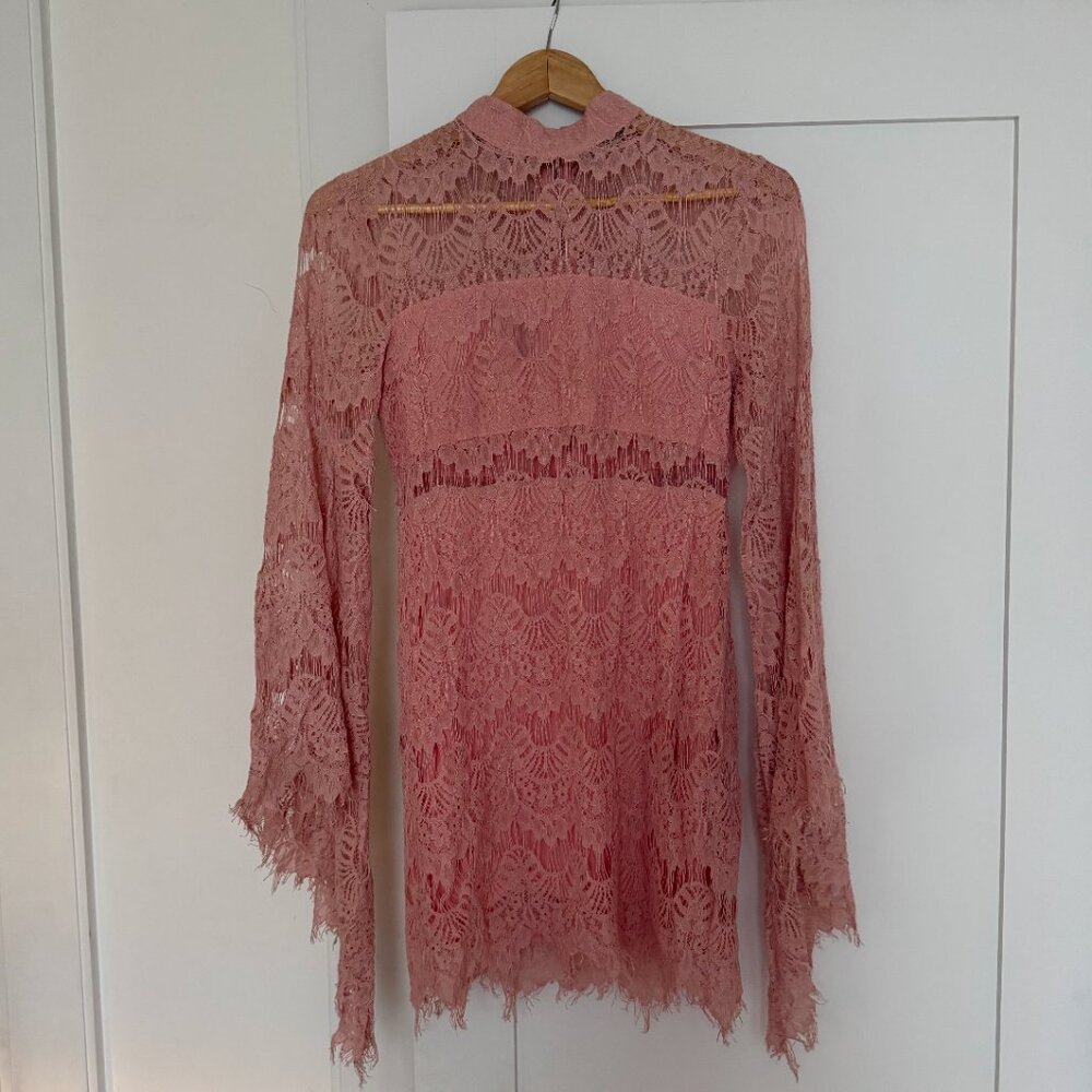 Mink Pink (MINKPINK) French Lace Light Pink Mini Dress (M)